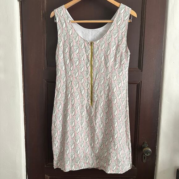HIHO | Pink and Green Shell Print 100% Linen Ginnie Shift Dress | Size 8 - Picture 2 of 8